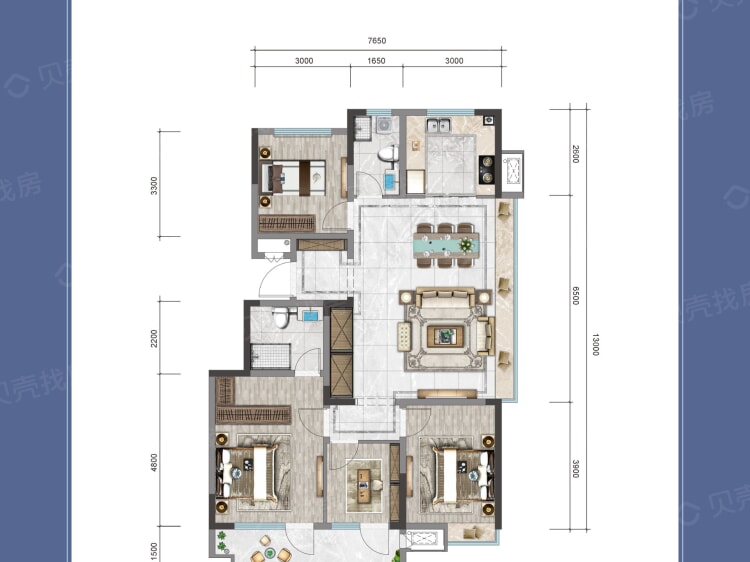 日照山海湾4室2厅2卫户型图