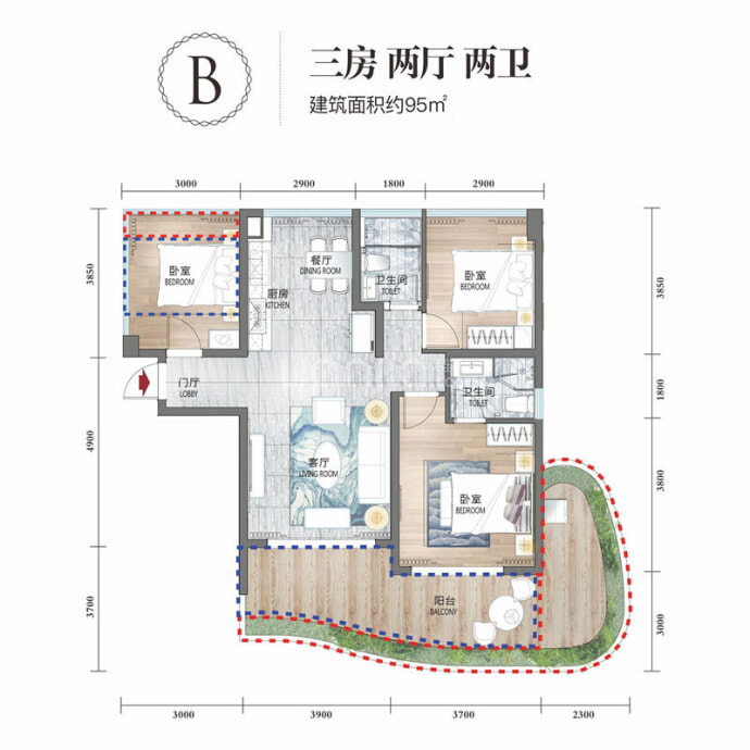 清凤海棠长滩--建面 95m²