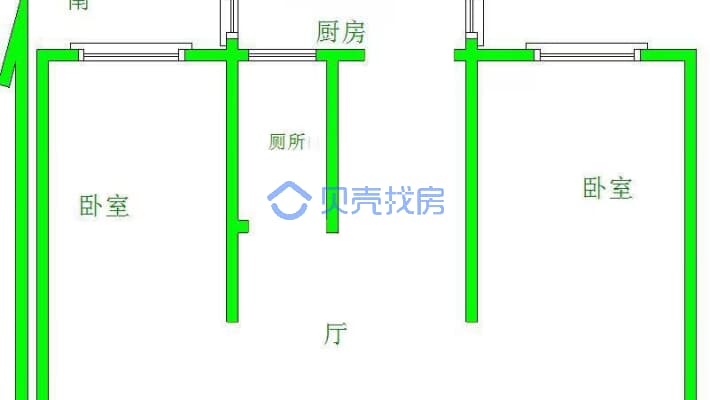 花椒园小区 精装修通透两室中层 火车站商圈 诚售可议-户型图