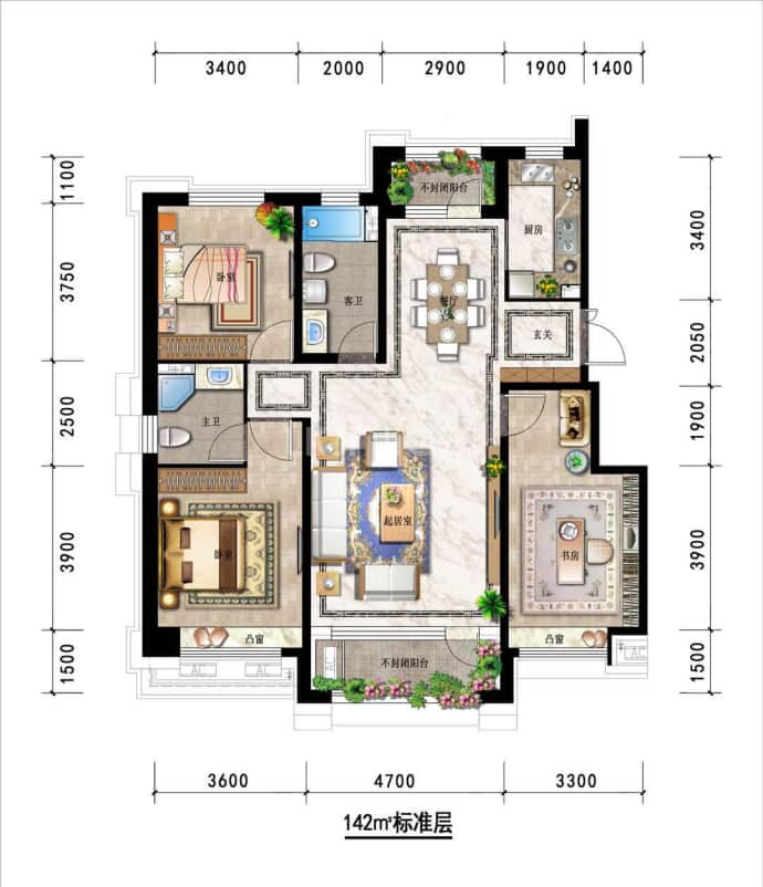 凯旋公馆--建面 142m²