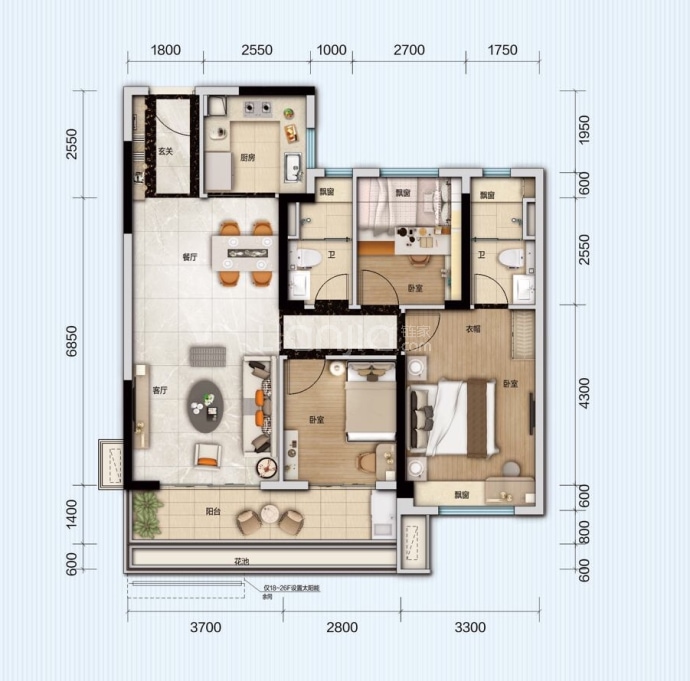 碧桂园磁湖半岛--建面 107m²