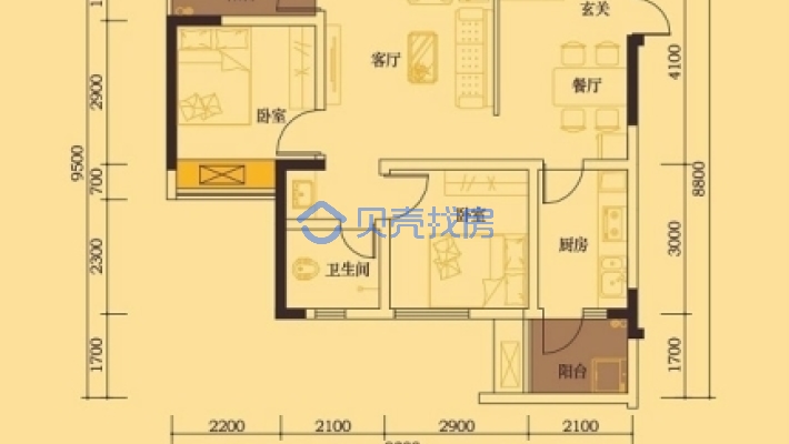 中海熙岸 带装修 两室   准新房-户型图