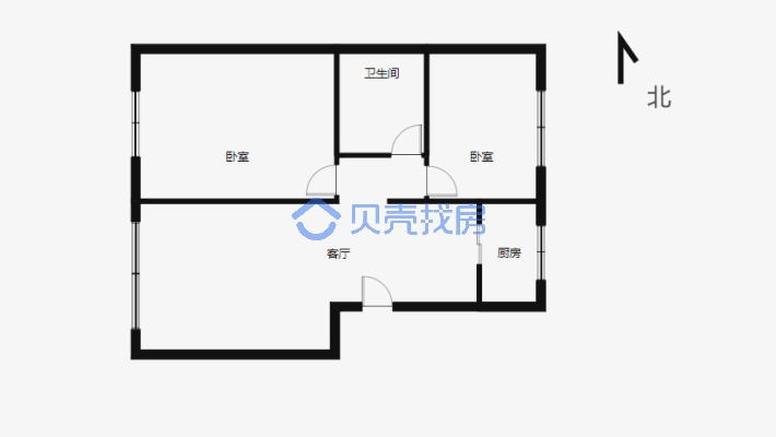 新疆五建红光山小区 2室2厅 南 北-户型图