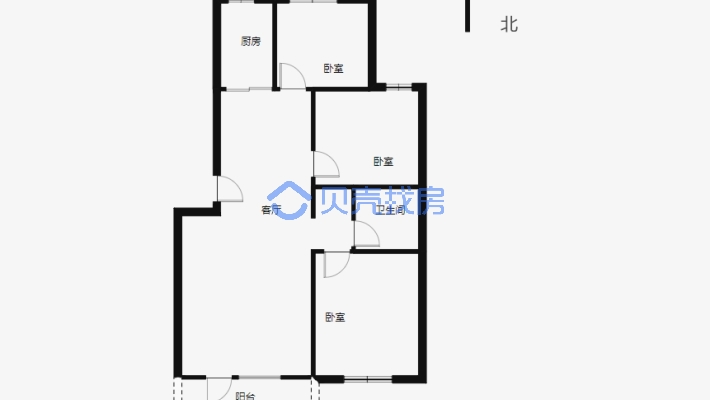 稻香新村 3室2厅 南 北-户型图