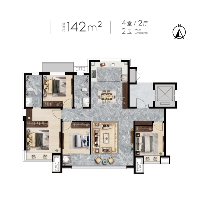 荣科东城悦郡--建面 142m²