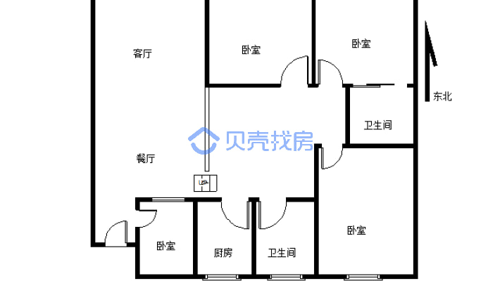 金江小区(翠屏区) 4室3厅 东南-户型图