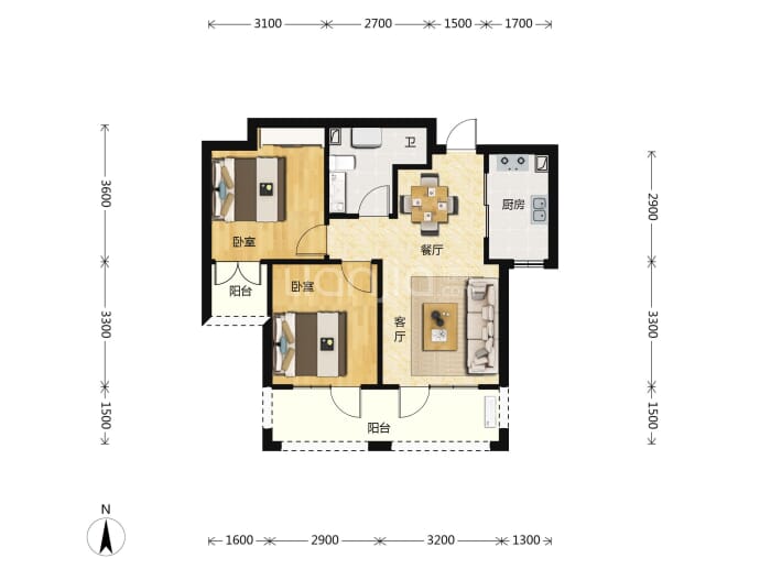 悦泰山里二期--建面 68m²