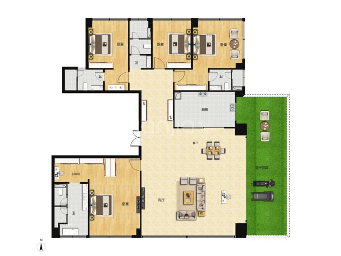 华侨城半月岛纯水岸4室2厅4卫户型图