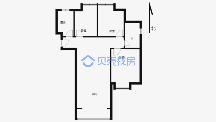 世界名筑 3室2厅 南 北-户型图