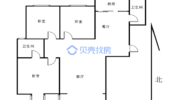 学府花苑，大三房，户型设计合理，精装。-户型图