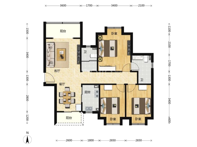 恒广国际景园三区--建面 109.1m²