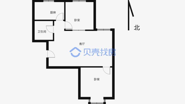中豪润园B区优质两居室价格优惠-户型图