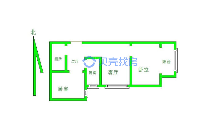 丽景华庭2室毛坯双阳户型随意装修-户型图