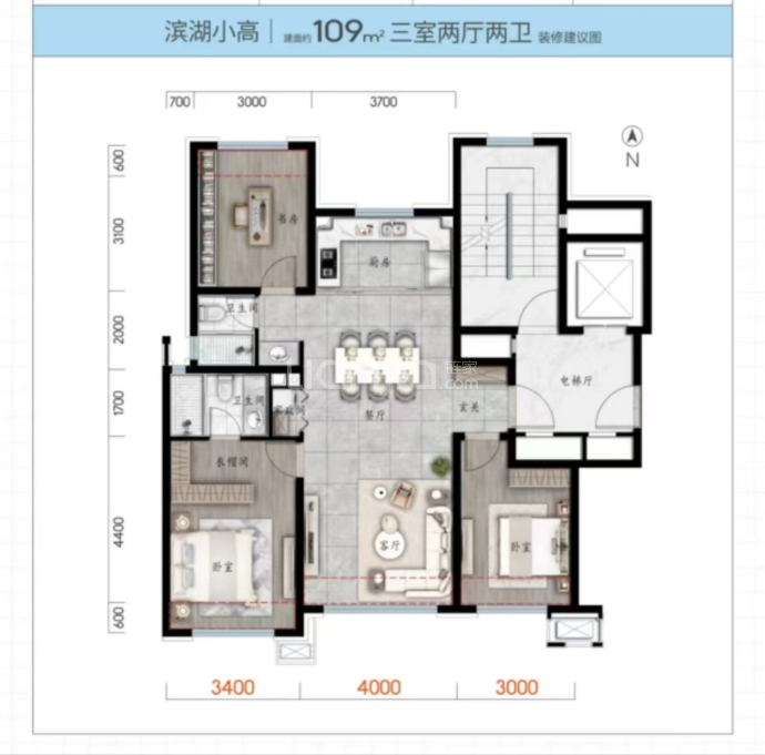 中海同心湖境--建面 109m²