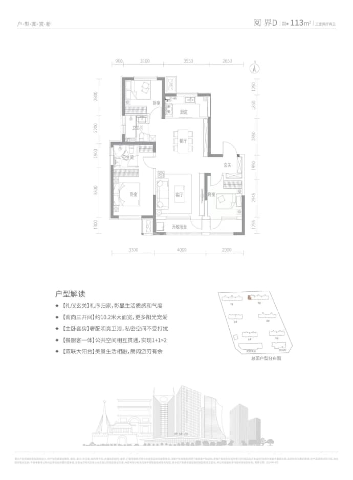 金茂龙河新城--建面 113m²