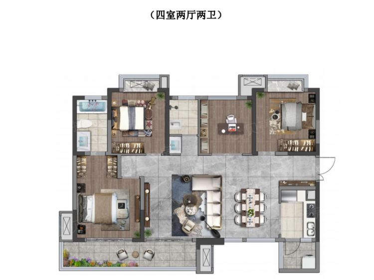 万景峰汇四居室户型图大全-眉山万景峰汇四居室房型图-平面布置图