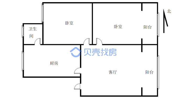 老城繁华地段简装两居室，满五不唯一，税费较低-户型图