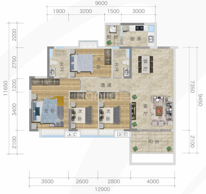 大地春天花园--建面 128.69m²