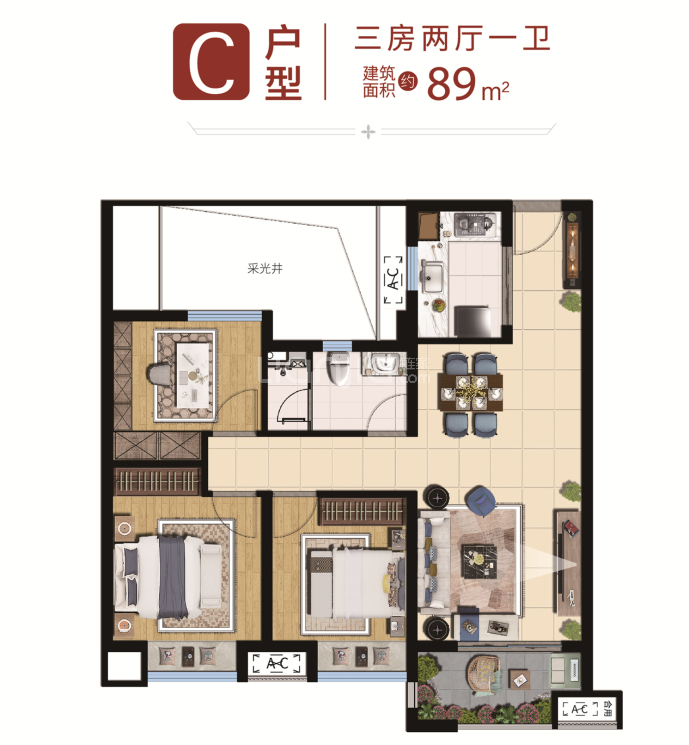 新力水投帝泊湾--建面 89m²