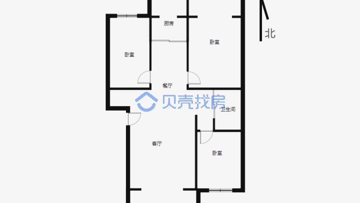 北京路地铁口 中楼层南北通透3室 采光充足 交通便利-户型图