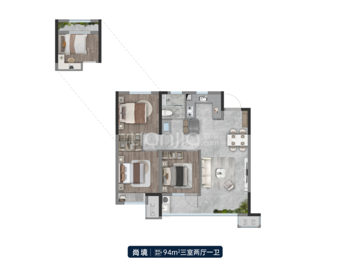 龙湖龙誉城--建面 94m²