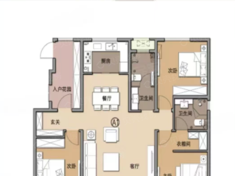 城市印象3室2厅2卫户型图