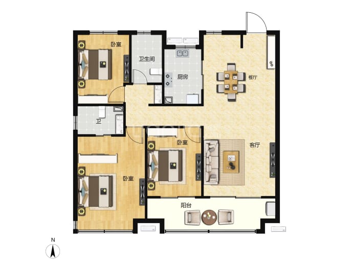 建投启悦3室2厅2卫户型图