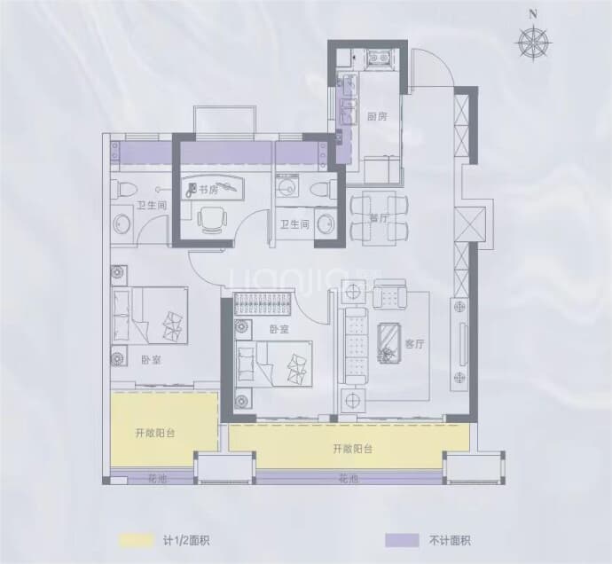 招商时代映江河--建面 98m²