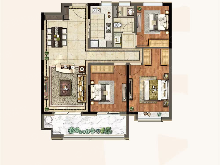 浮来春文澜院3室2厅1卫户型图