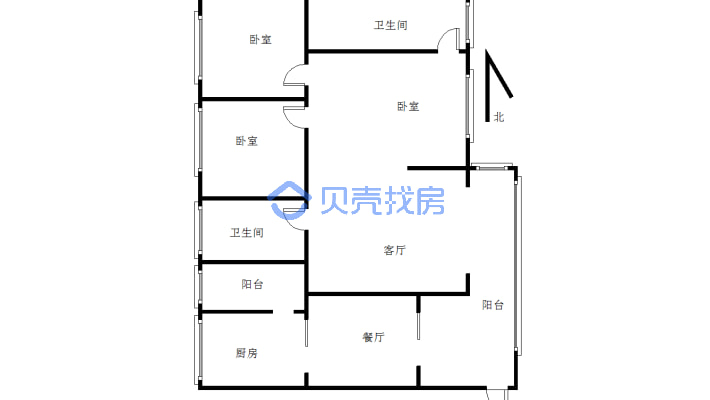 万达广场旁 三室两厅两卫房东急售-户型图