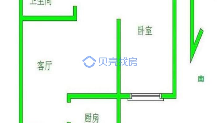 秀兰尚城 1室1厅 南-户型图