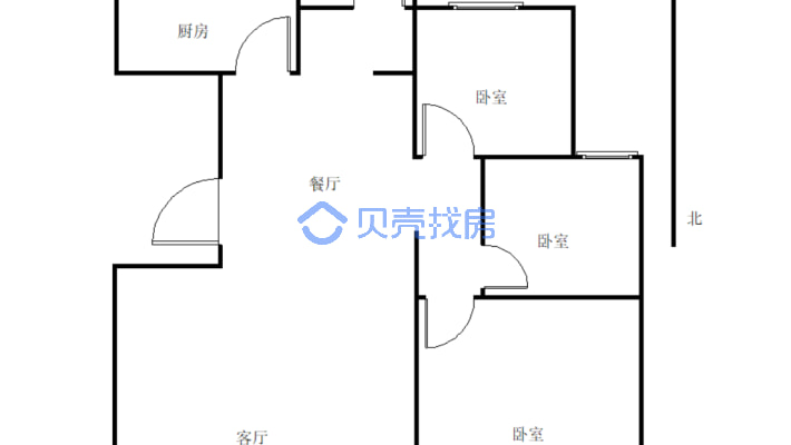 万达旁 江山花园 纯毛坯 3室2厅 任意装有钥匙随时看房-户型图