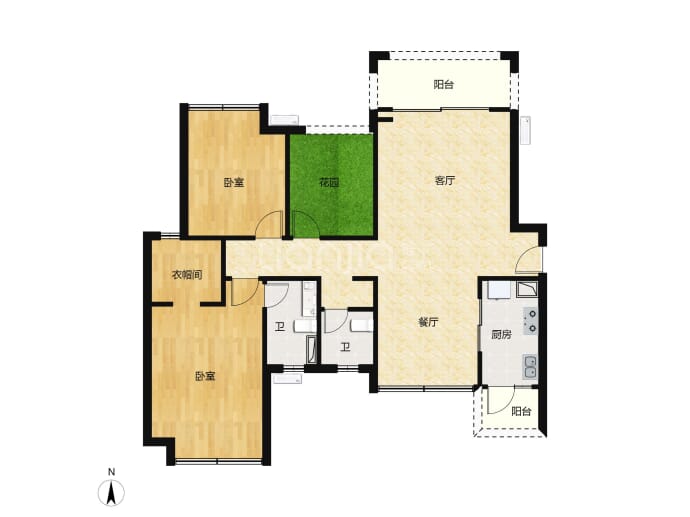 鸿安花园--建面 107m²