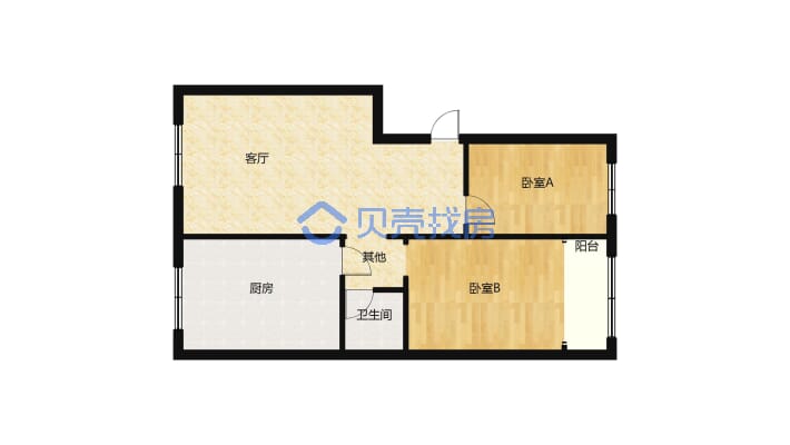紫薇香河湾，两室顶楼，家具家电齐全，看房方便-户型图