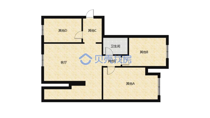 蒲东小区 3室2厅 南 北-户型图