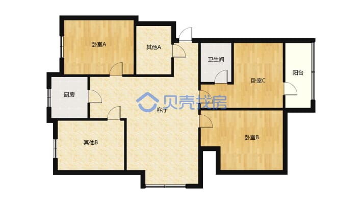 天泰文化苑北区中层 4室家具家电全满二首付15随时看房-户型图