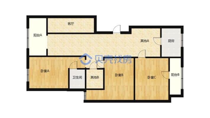 鸿运星城 3室2厅 南-户型图