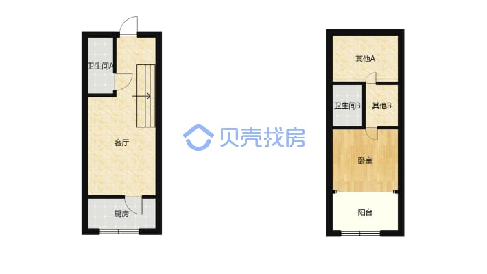 东湖春天~精装带家具家电 观景房 小复式楼 看房方便-户型图