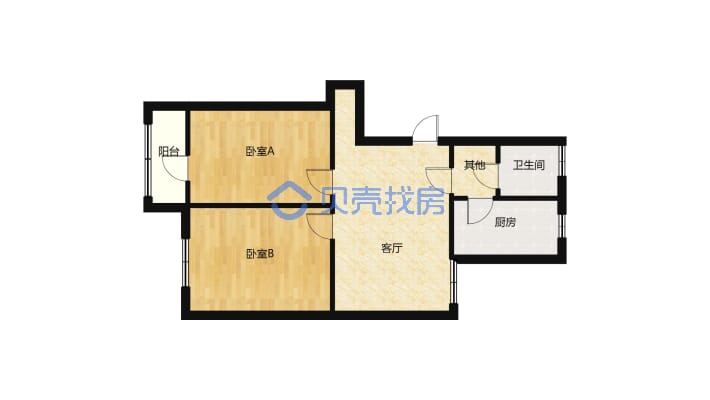 极美公寓 2室1厅 南 北-户型图