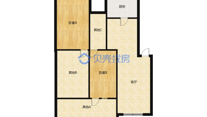 房子装修保养很好.是启黄的.客厅和房间 都是实木地板-户型图