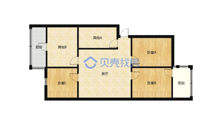 机电家属院 3室2厅 南 北-户型图