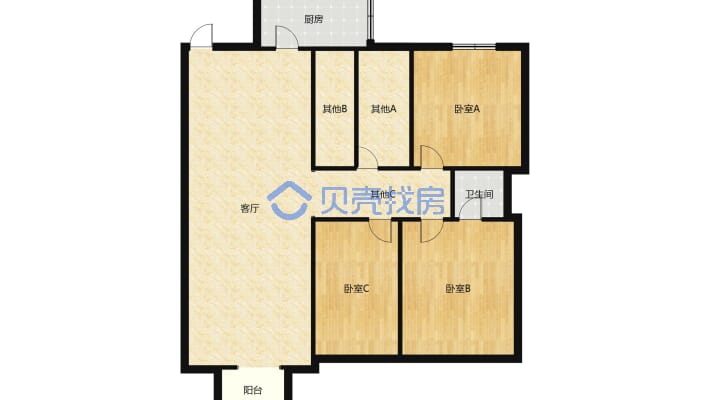 东门路发展大厦精装三房两厅拎包入住 朝南户型-户型图