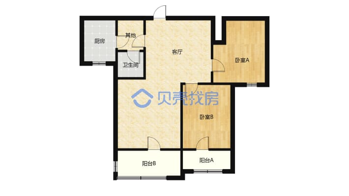 文峰宝邸 精装修两房 全屋家电 暖气片 阳台看长江-户型图