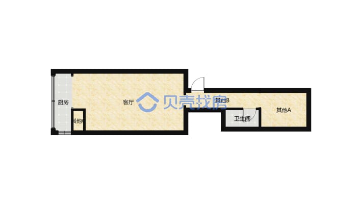 怡鑫苑 1室1厅 南 北-户型图