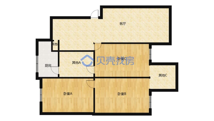 黄州大道   户型通透精装三室两厅单位房-户型图