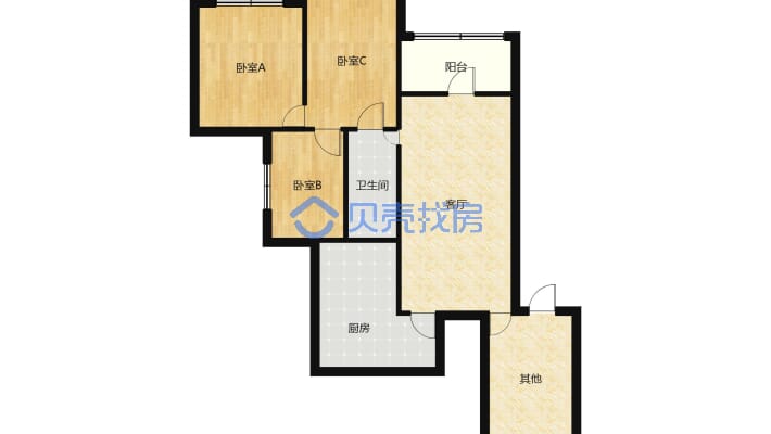 恒大绿洲 3室2厅 南-户型图