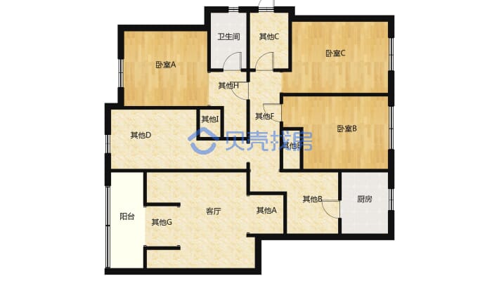 富山东城海岸 4室2厅 南-户型图