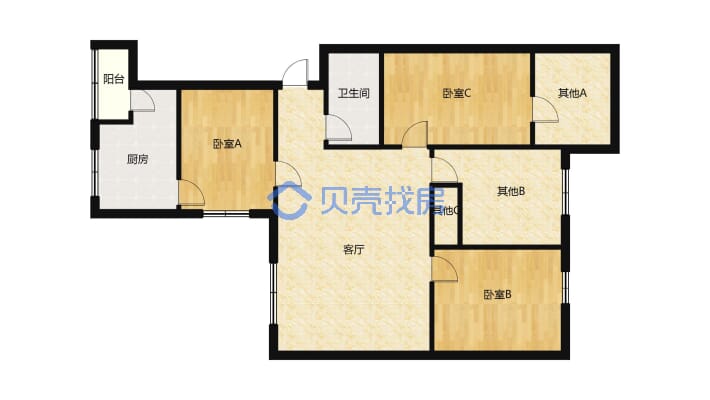 精装三居室，婚房标准，步梯六楼满二拎包入住-户型图