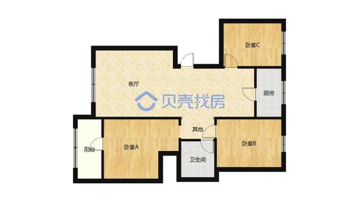 左岸凰城 3室2厅 南 北-户型图