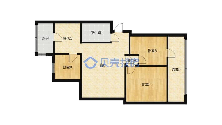 学xiao隔壁，小区生活成本低，步梯中楼层-户型图